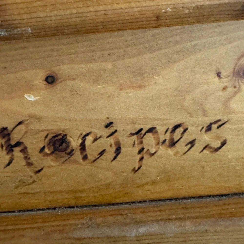 Amish Made Wooden Recipe Box Wood Burned Rose Flower Pine Farmhouse Cottagecore